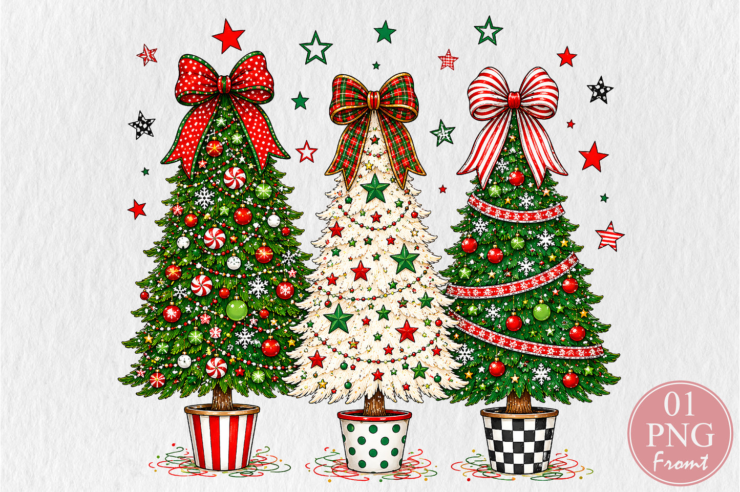 Christmas Tree PNG Bundle, Festive Holiday Sublimation Designs