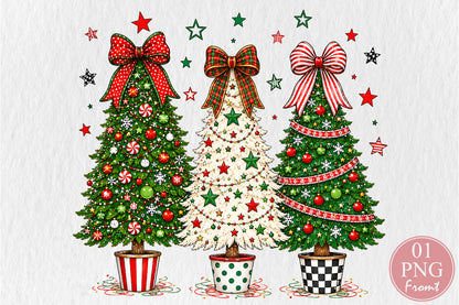 Christmas Tree PNG Bundle, Festive Holiday Sublimation Designs