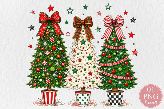 Christmas Tree PNG Bundle, Festive Holiday Sublimation Designs
