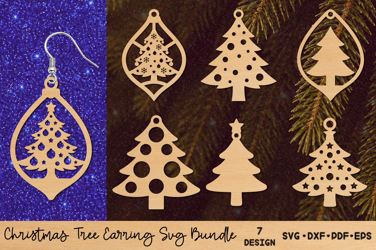Christmas Tree Earring SVG Bundle – 7 Designs