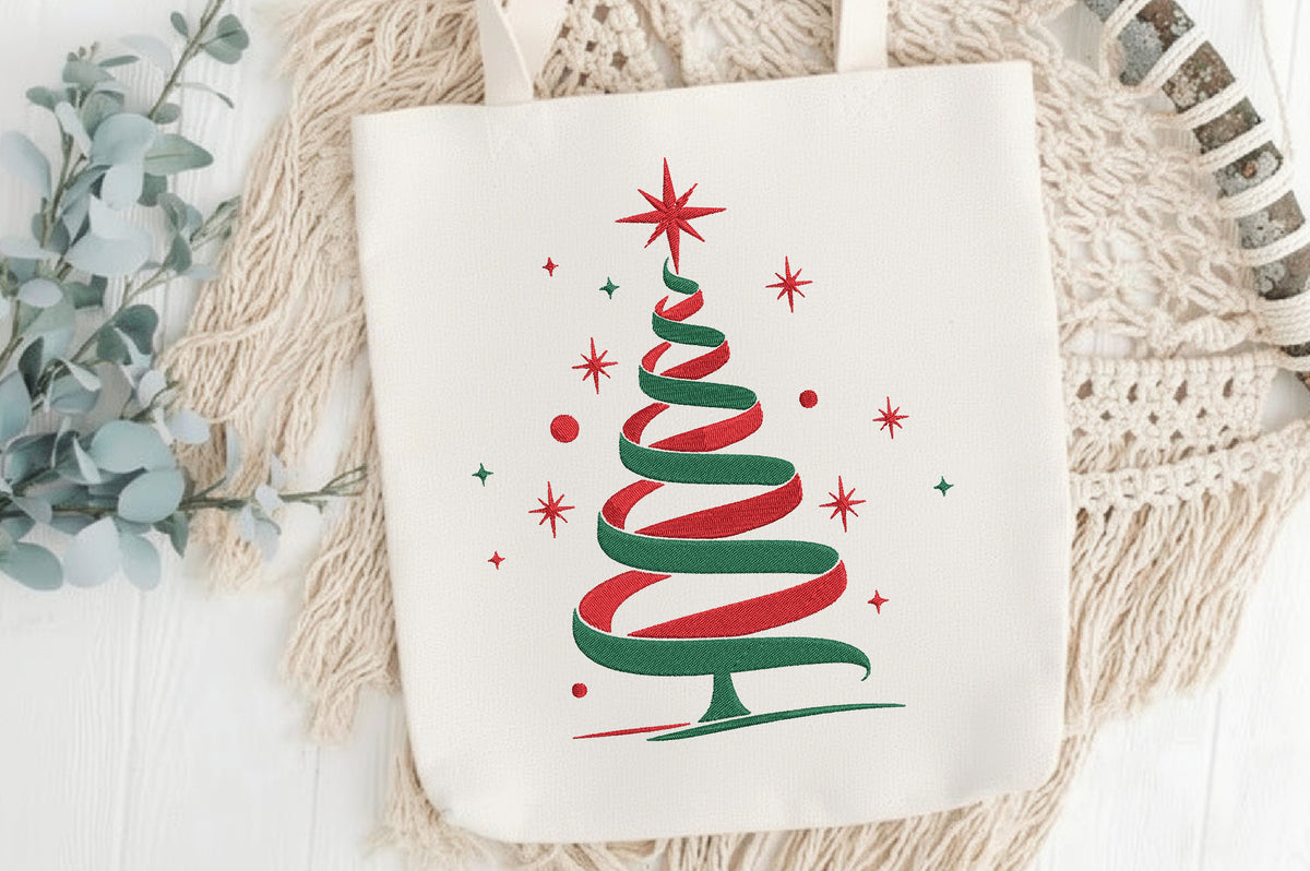 Christmas Tree Embroidery Design – Cute Christmas Tree Machine Embroidery Pattern, Festive Holiday & Winter Embroidery Design