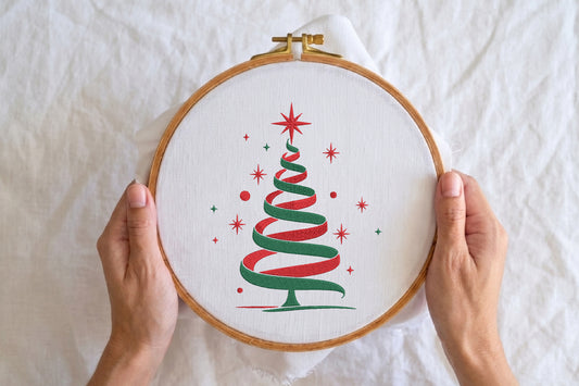 Christmas Tree Embroidery Design – Cute Christmas Tree Machine Embroidery Pattern, Festive Holiday & Winter Embroidery Design