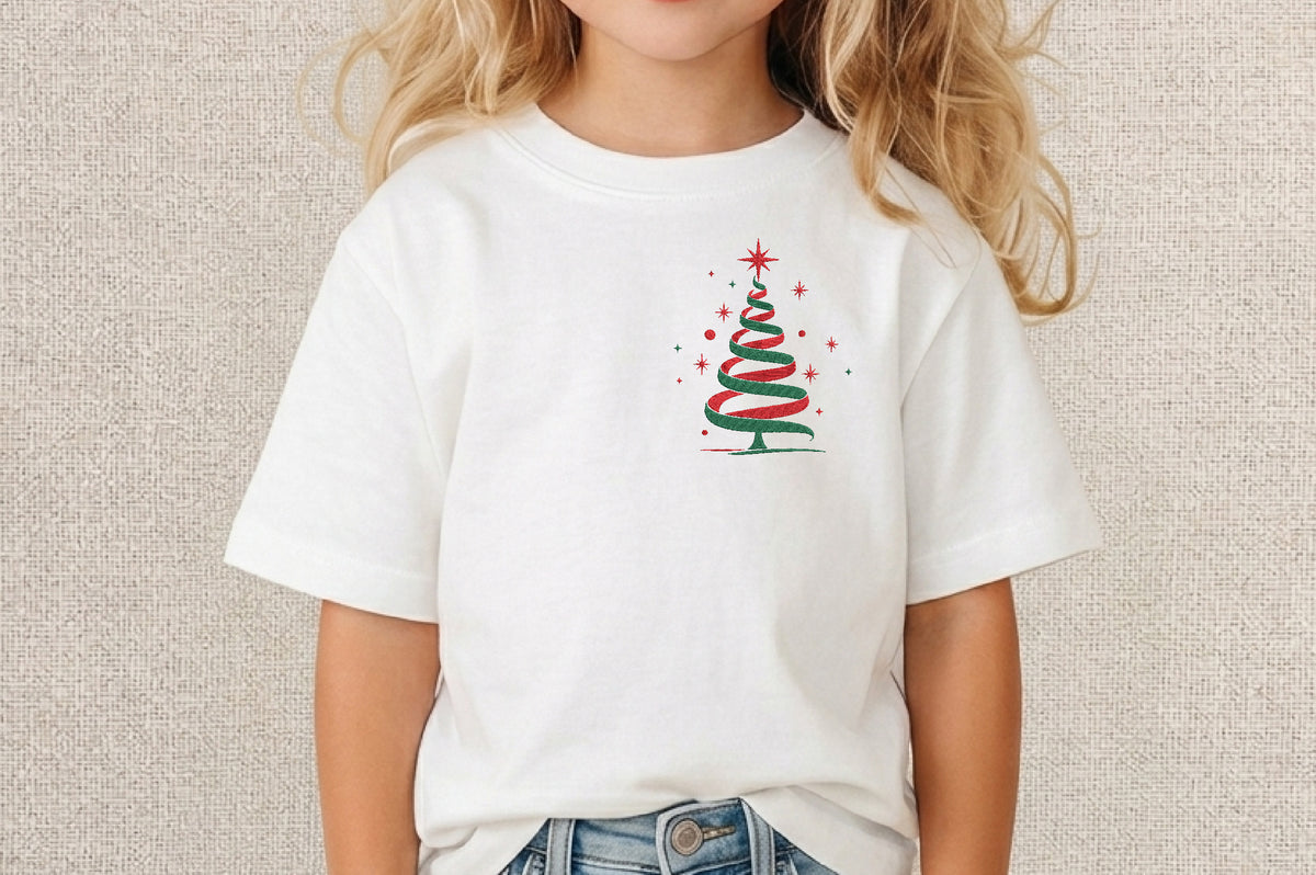 Christmas Tree Embroidery Design – Cute Christmas Tree Machine Embroidery Pattern, Festive Holiday & Winter Embroidery Design