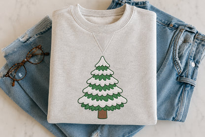 Christmas Tree Embroidery Design – Cute Christmas Tree Machine Embroidery Pattern, Festive Holiday & Winter Embroidery Design