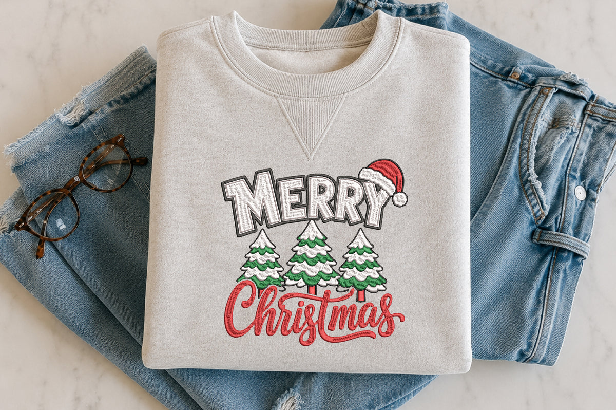 Christmas Tree Embroidery Design – Cute Christmas Tree Machine Embroidery Pattern, Festive Holiday & Winter Embroidery Design