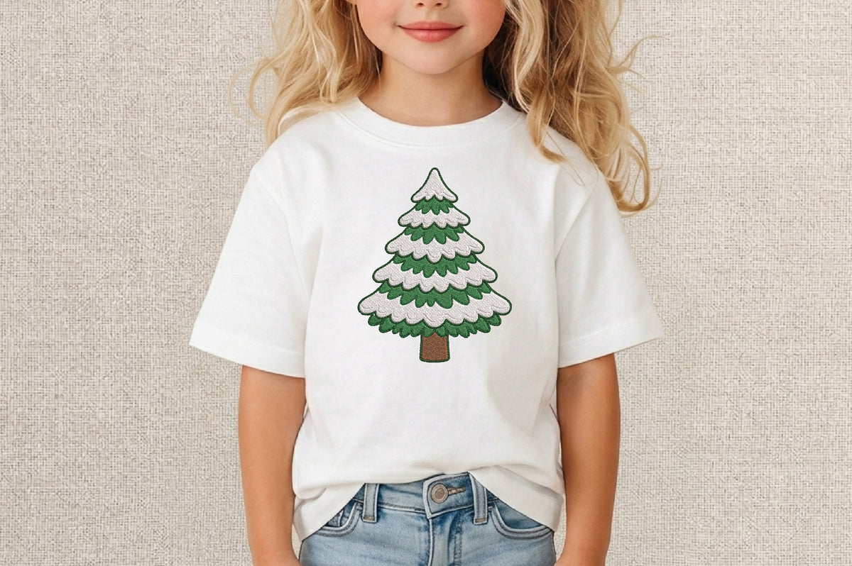 Christmas Tree Embroidery Design – Cute Christmas Tree Machine Embroidery Pattern, Festive Holiday & Winter Embroidery Design