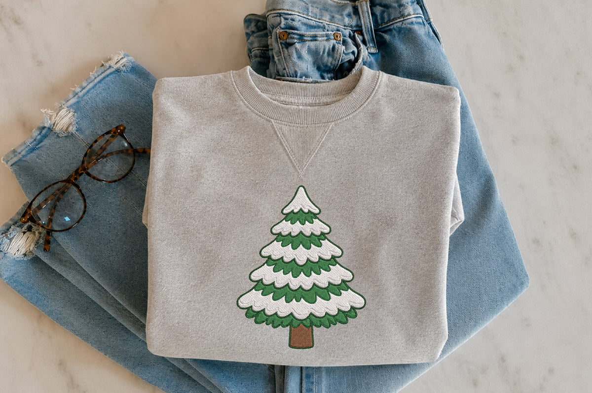 Christmas Tree Embroidery Design – Cute Christmas Tree Machine Embroidery Pattern, Festive Holiday & Winter Embroidery Design
