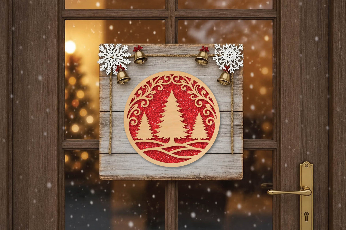 Christmas Tree Forest Laser Cut SVG, Christmas Tree Ornament Cut File, Woodland Pine Tree Holiday Decor