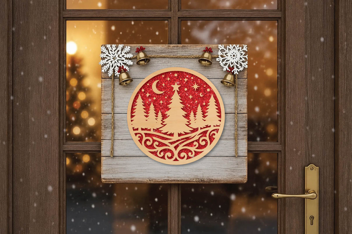 Christmas Tree Forest Laser Cut SVG, Pine Tree Ornament Cut File, Winter Woodland Christmas Decor