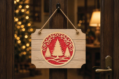 Christmas Tree Forest Laser Cut SVG, Christmas Tree Ornament Cut File, Woodland Pine Tree Holiday Decor