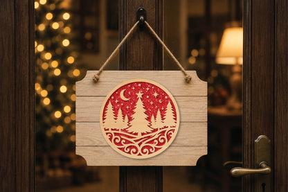 Christmas Tree Forest Laser Cut SVG, Pine Tree Ornament Cut File, Winter Woodland Christmas Decor