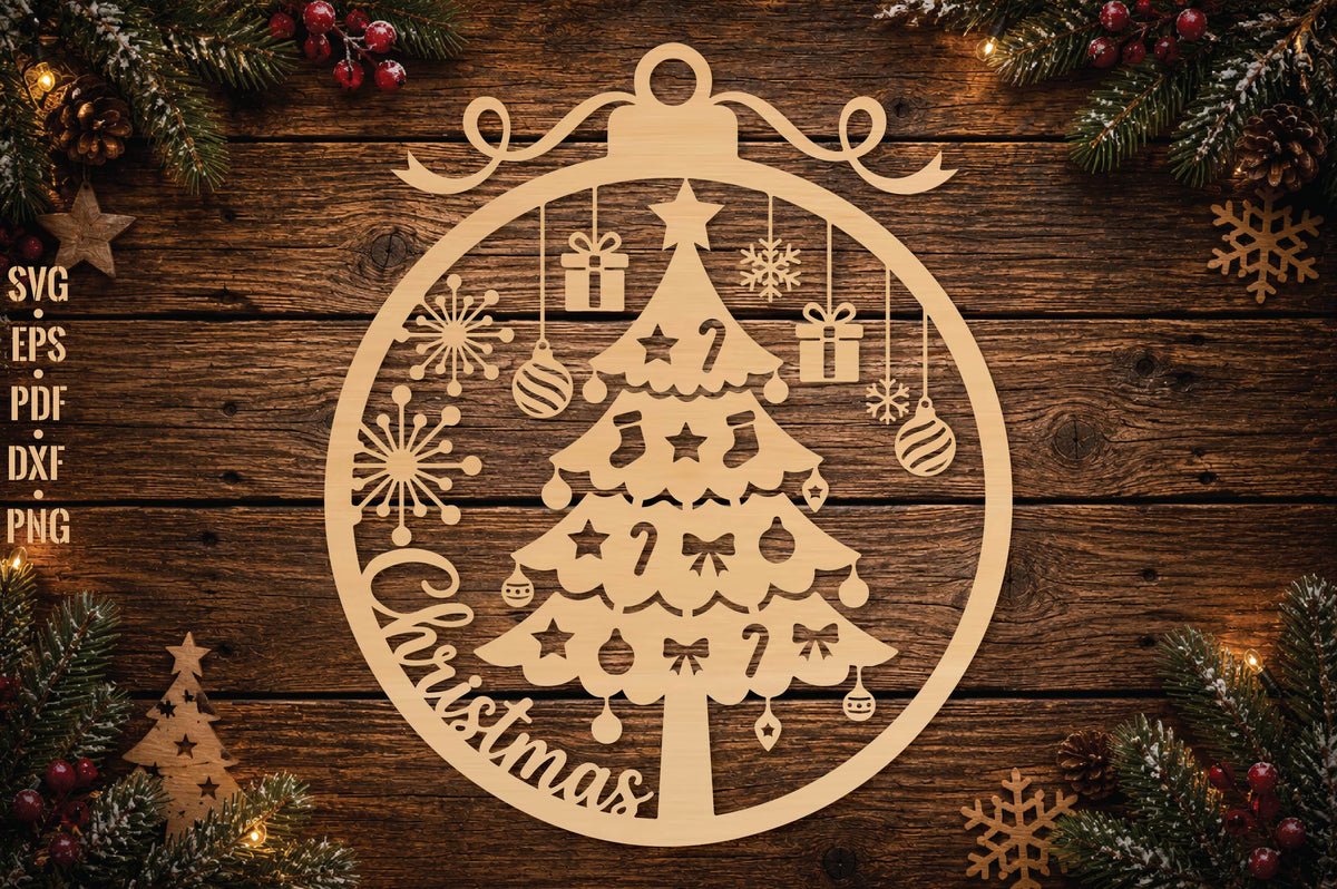 Christmas Tree Ornament Laser Cut SVG, Christmas Tree Ornament Cut File, Holiday Tree Decoration