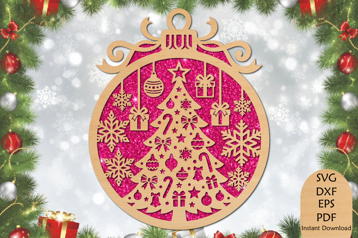 Christmas Tree Ornament Laser Cut SVG File