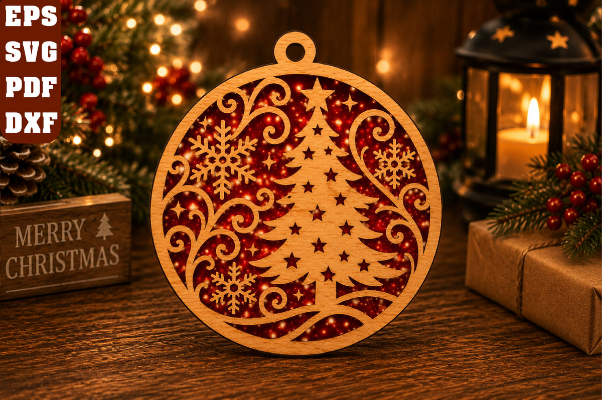 Christmas Tree Ornament Laser Cut SVG