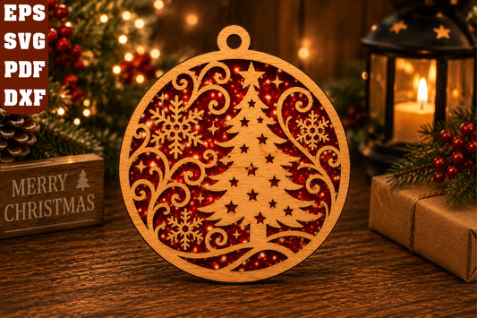Christmas Tree Ornament Laser Cut SVG
