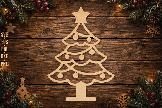Christmas Tree Ornament Laser Cut SVG, Christmas Tree Cut File, Holiday Decor SVG