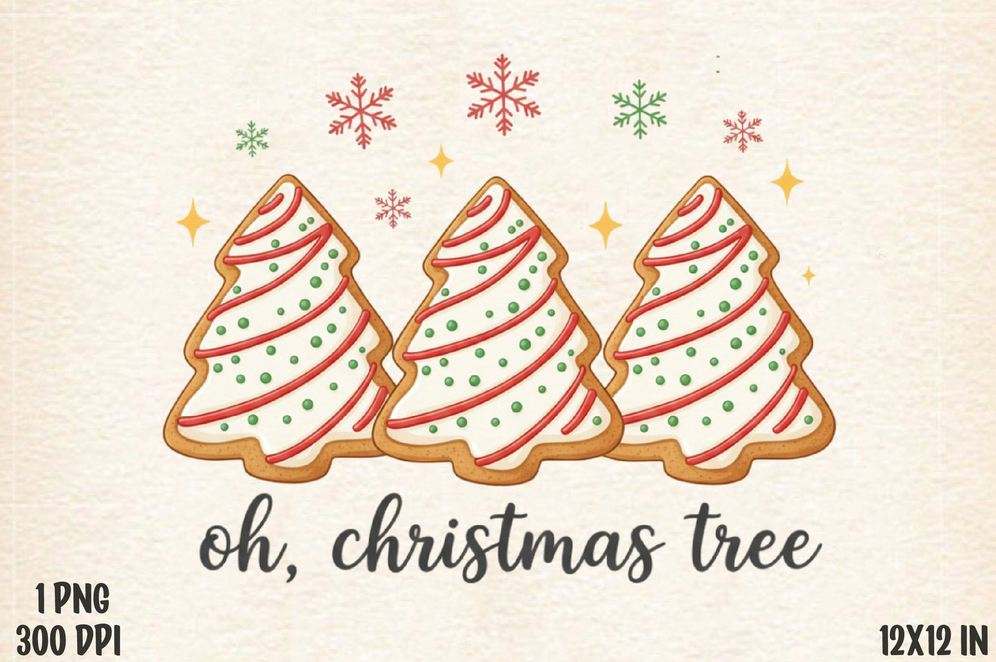 Oh Christmas Tree PNG Christmas Cookie Tree Sublimation Design