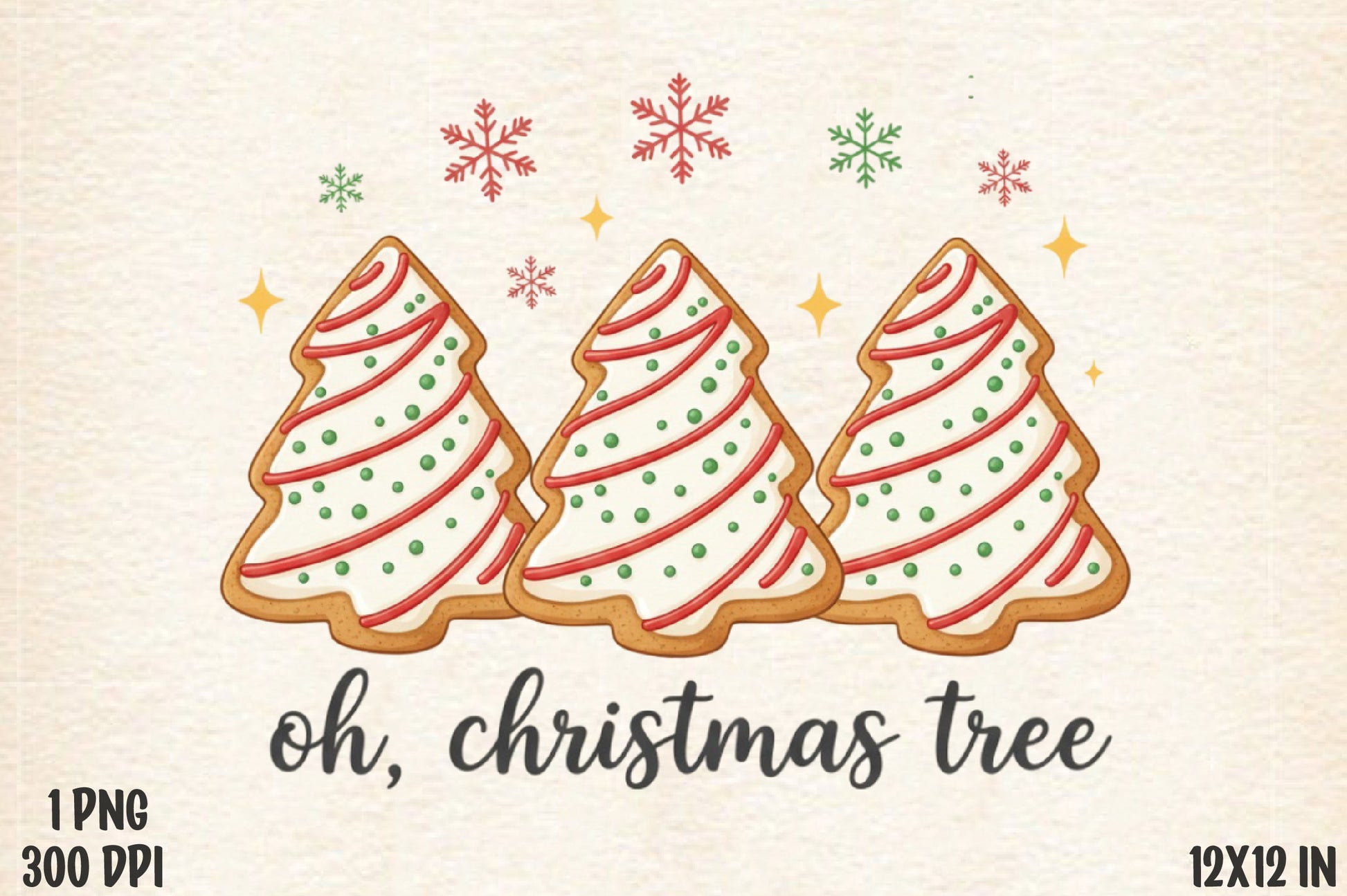 Oh Christmas Tree PNG Christmas Cookie Tree Sublimation Design