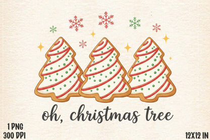 Oh Christmas Tree PNG Christmas Cookie Tree Sublimation Design