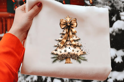 Christmas Trees Bow Clipart PNG Bundle | Watercolor Christmas Tree with Bow Clipart | Festive Holiday Tree PNG