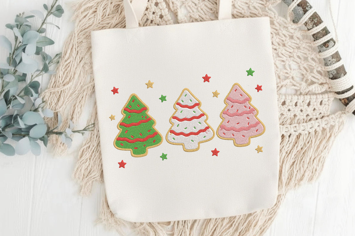 Christmas Trees Embroidery Design – Cute Christmas Trees Machine Embroidery Pattern, Festive Holiday & Winter Embroidery Design
