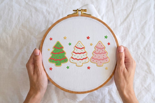 Christmas Trees Embroidery Design – Cute Christmas Trees Machine Embroidery Pattern, Festive Holiday & Winter Embroidery Design