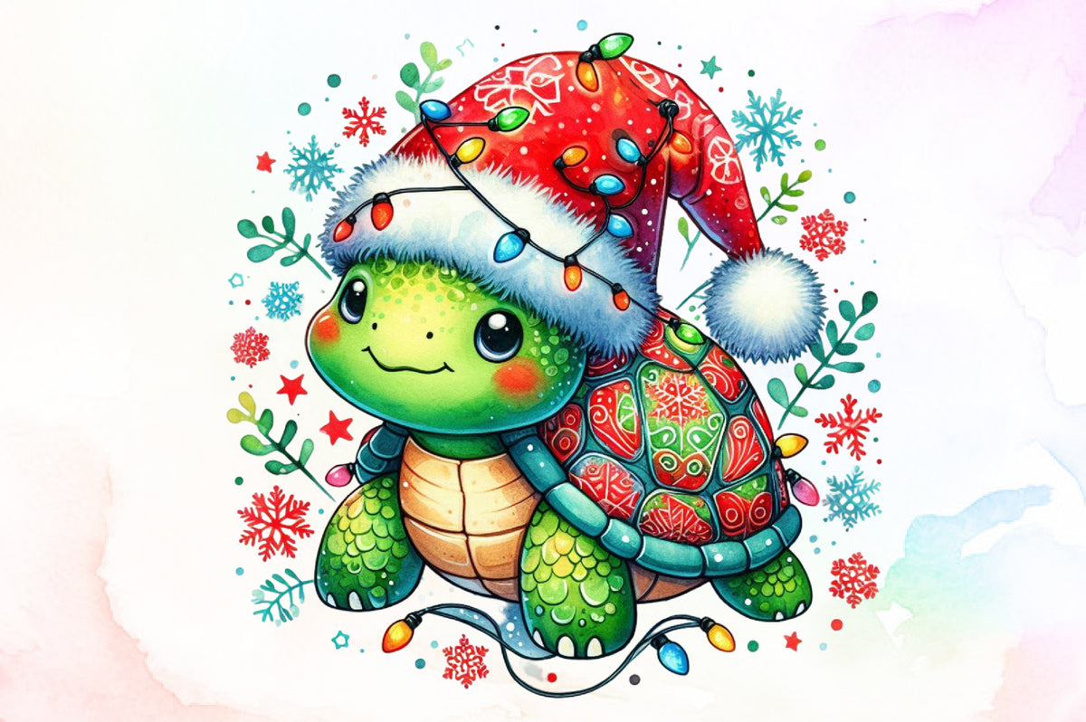 Christmas Turtle Sublimation PNG Cute Holiday Turtle Commercial Use