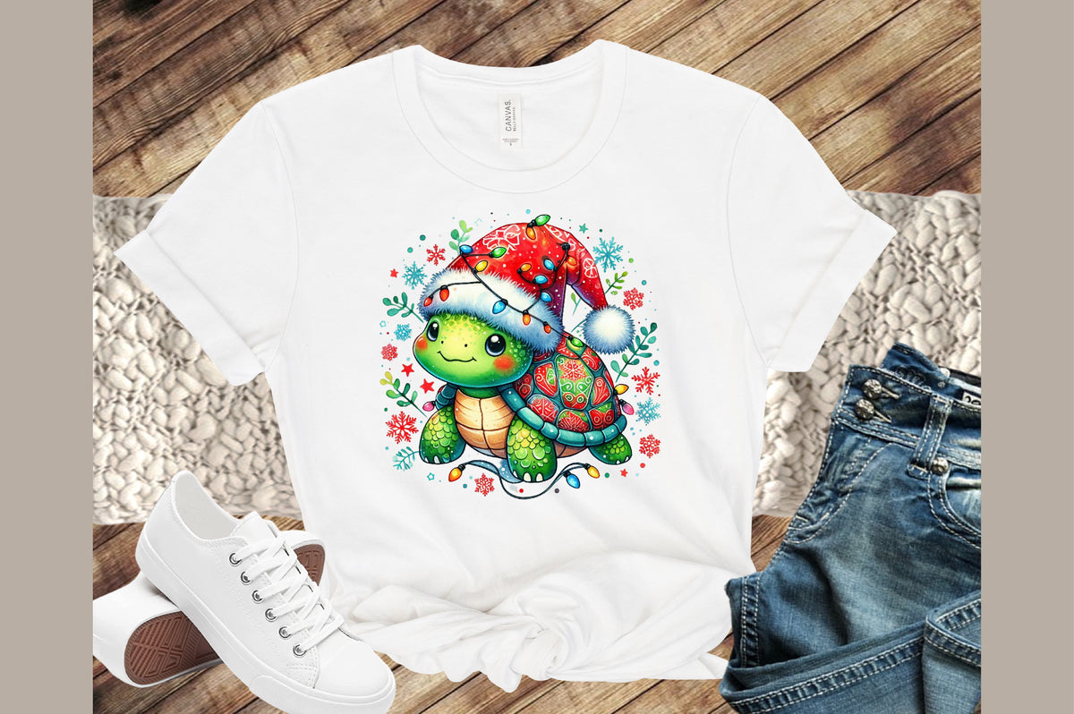 Christmas Turtle Sublimation PNG Cute Holiday Turtle Commercial Use