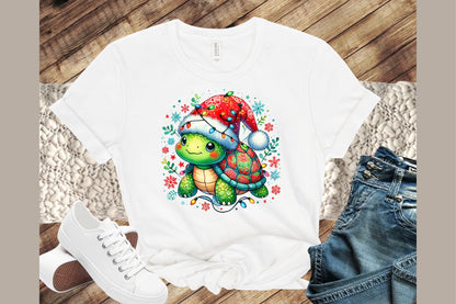 Christmas Turtle Sublimation PNG Cute Holiday Turtle Commercial Use