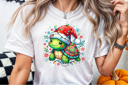 Christmas Turtle Sublimation PNG Cute Holiday Turtle Commercial Use