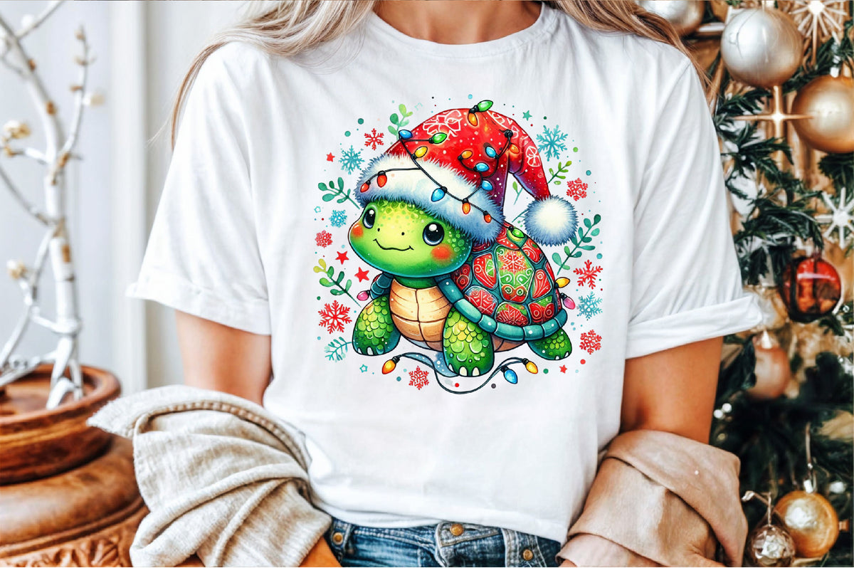 Christmas Turtle Sublimation PNG Cute Holiday Turtle Commercial Use
