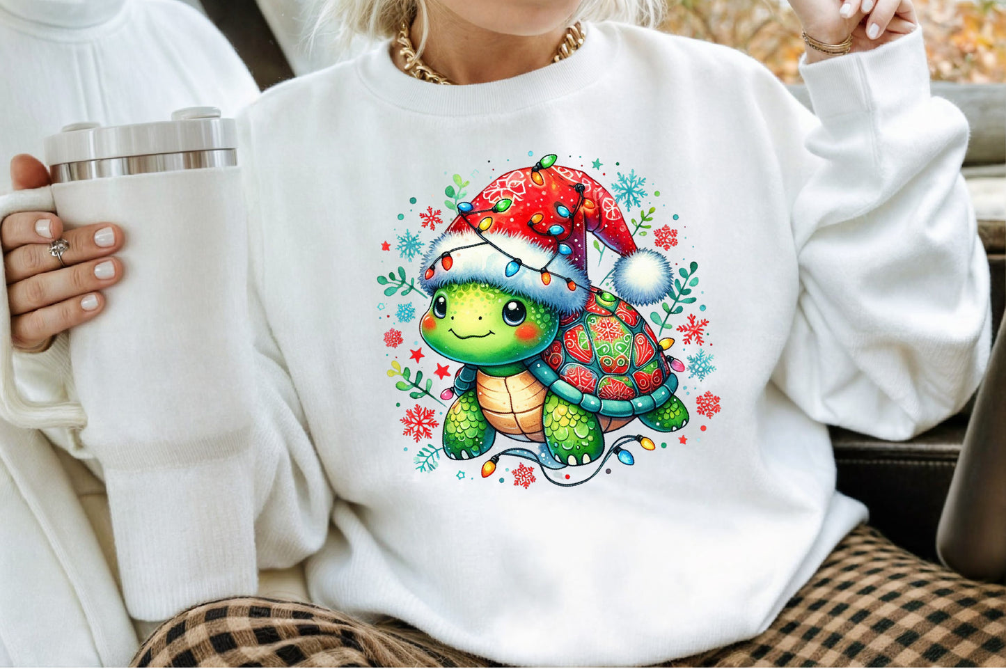Christmas Turtle Sublimation PNG Cute Holiday Turtle Commercial Use