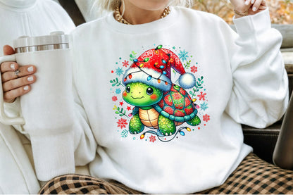 Christmas Turtle Sublimation PNG Cute Holiday Turtle Commercial Use