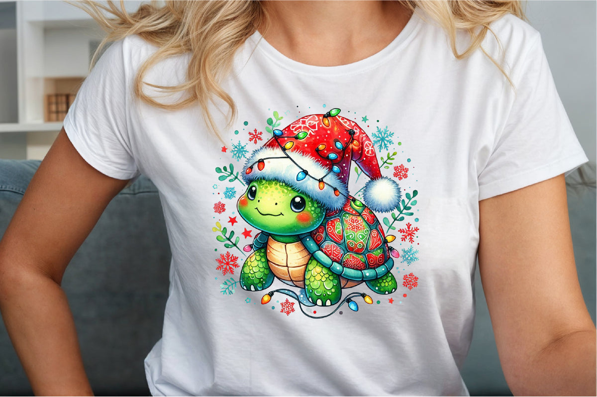 Christmas Turtle Sublimation PNG Cute Holiday Turtle Commercial Use