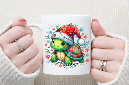Christmas Turtle Sublimation PNG Cute Holiday Turtle Commercial Use