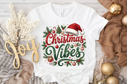 Christmas Vibes PNG, Christmas Holiday Sublimation Design, Santa Hat Christmas Clipart