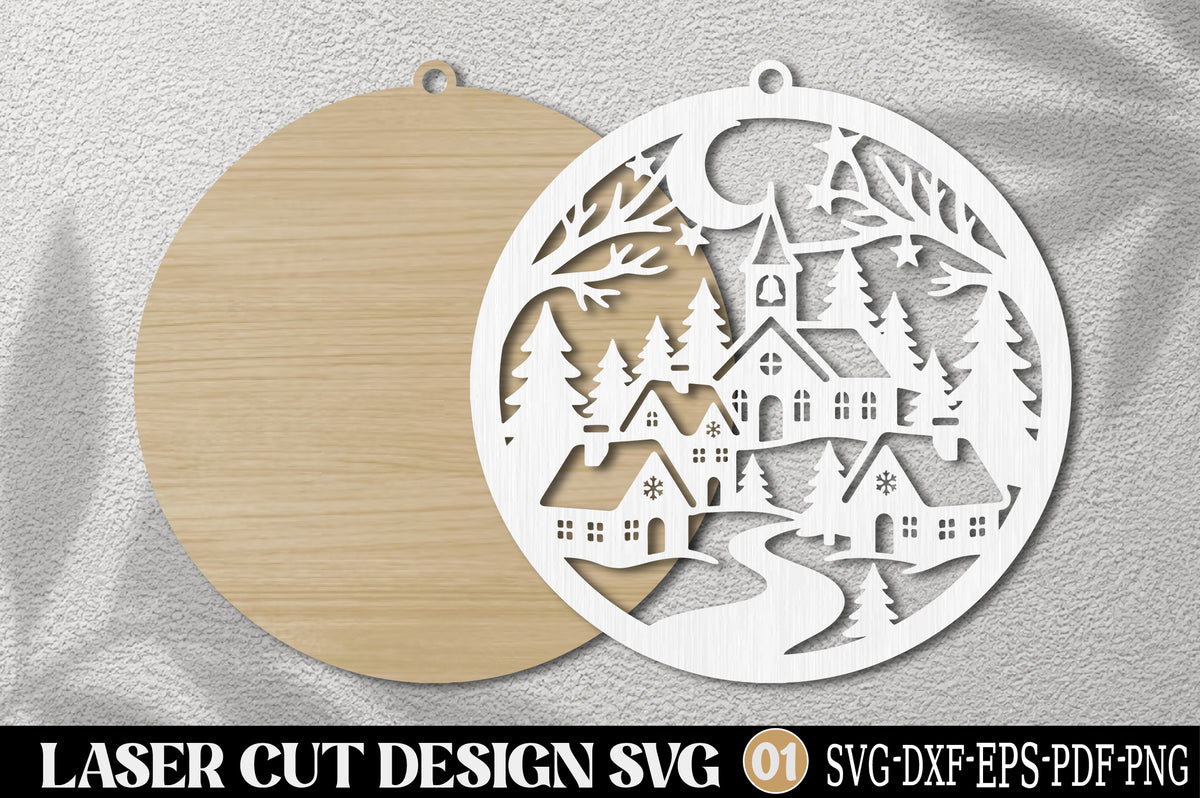 Christmas Village Church Ornament SVG | Christmas Village Laser Cut Design