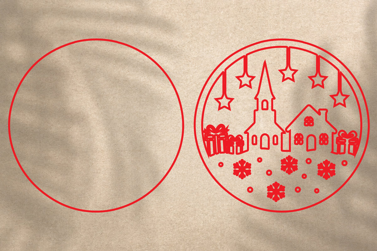 Christmas Village Ornament SVG Laser Cut | Winter Village Christmas Ornament Design