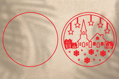 Christmas Village Ornament SVG Laser Cut | Winter Village Christmas Ornament Design