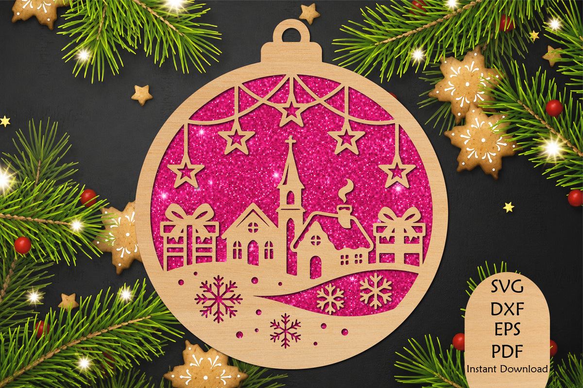 Christmas Village Ornament Laser Cut SVG File
