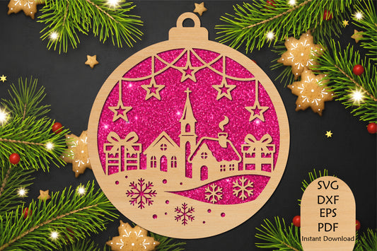 Christmas Village Ornament Laser Cut SVG File