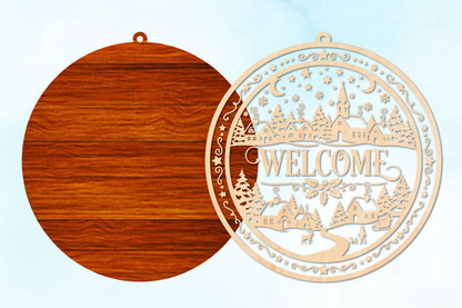Christmas Village Welcome Round Sign SVG
