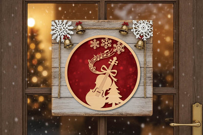 Christmas Violin Ornament Laser Cut SVG