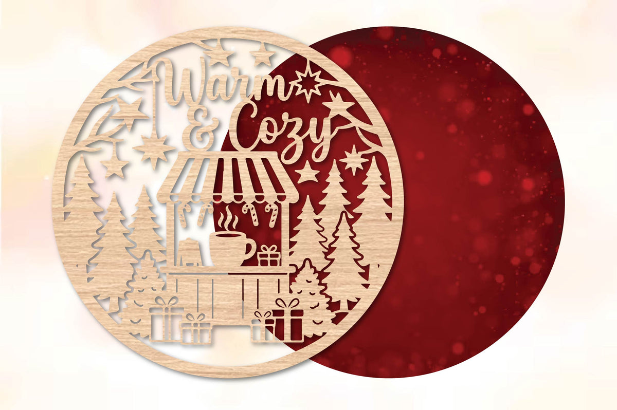 Christmas Warm & Cozy Market Laser Cut SVG