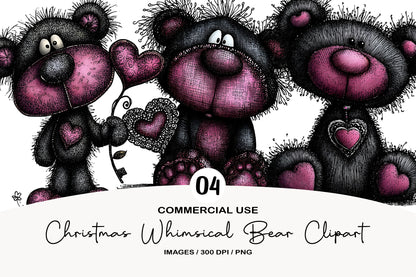 Christmas Whimsical Bear Clipart PNG