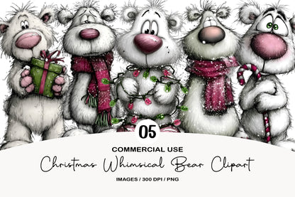 Christmas Whimsical Bear Clipart PNG