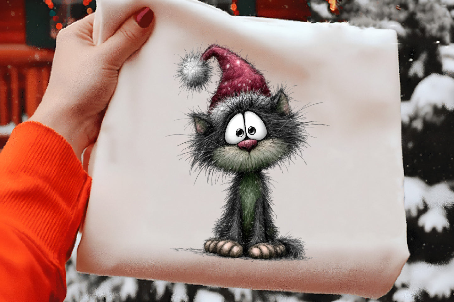 Christmas Whimsical Cats Clipart PNG