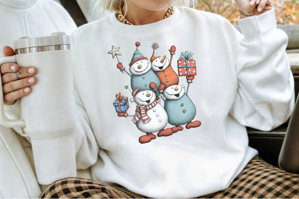 Christmas Whimsical Snowman Clipart PNG Bundle Commercial Use