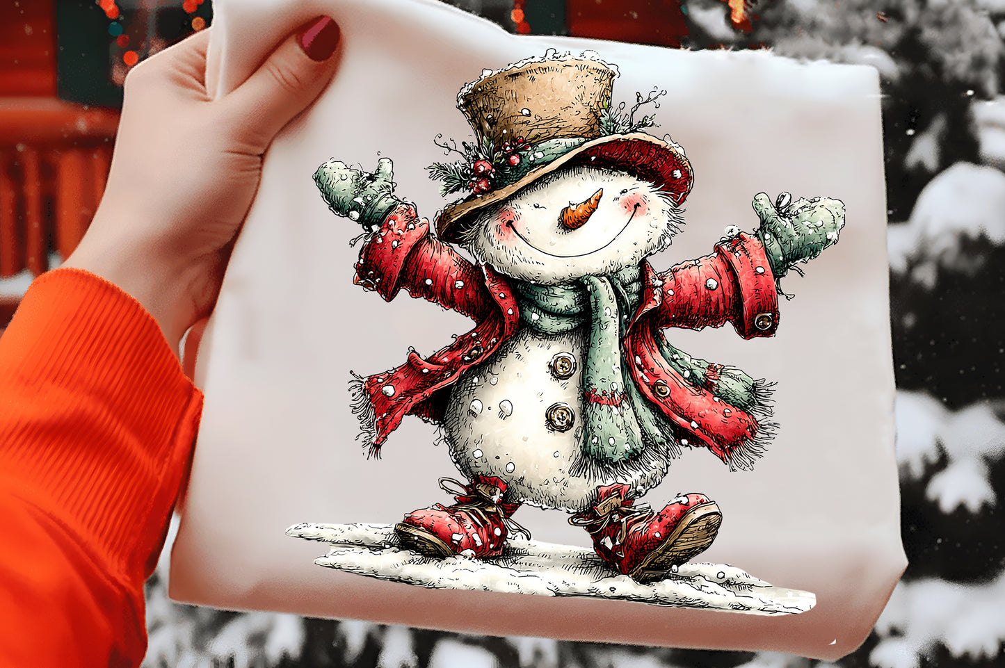 Christmas Whimsical Snowman Clipart PNG Bundle | Cute Watercolor Holiday Snowman Clipart