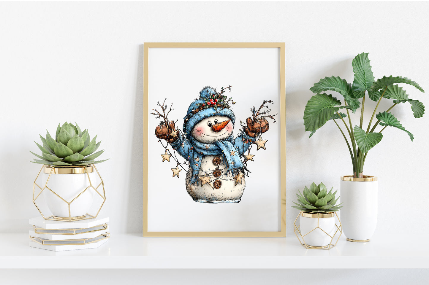 Christmas Whimsical Snowman Clipart PNG